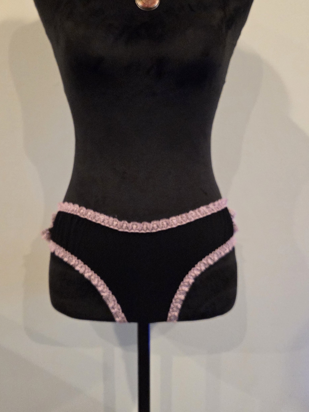 Victoria's Secret Black Bikini Briefs with Pink Ruffle Trim